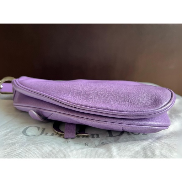 Vintage Christian Dior Lavender Leather Saddle Bag - Picture 6 of 15